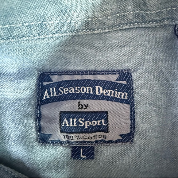 Allsport Denim Jean Shirt Size Large Longsleeve Women Snowman Applique Teacher - Picture 6 of 10